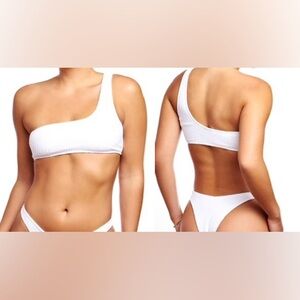 JANTHEE Berlin Mia bikini top swimwear White One-Shoulder Sz L nwt